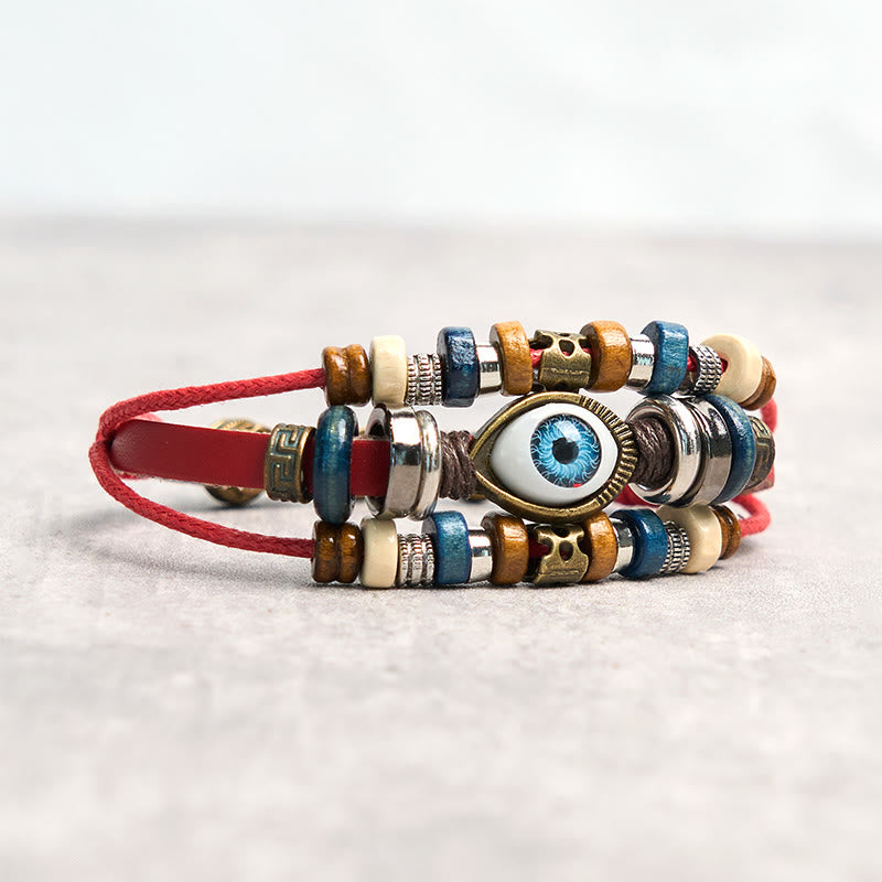 Buddha Stones Tibetan Evil Eye Leather Adjustable Protection Bracelet - image 40