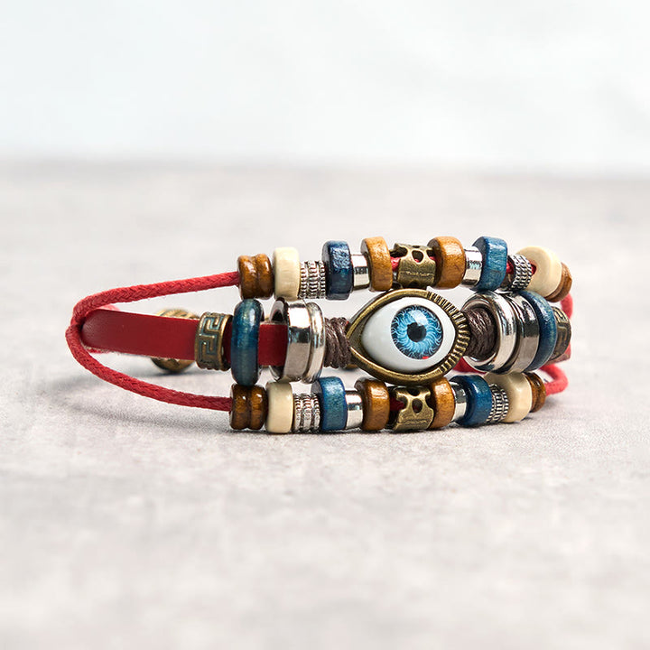 Buddha Stones Tibetan Evil Eye Leather Adjustable Protection Bracelet - image 40