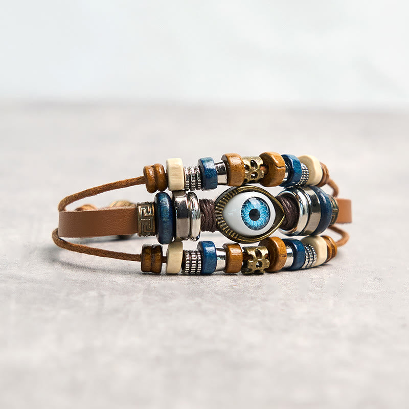 Buddha Stones Tibetan Evil Eye Leather Adjustable Protection Bracelet - image 43