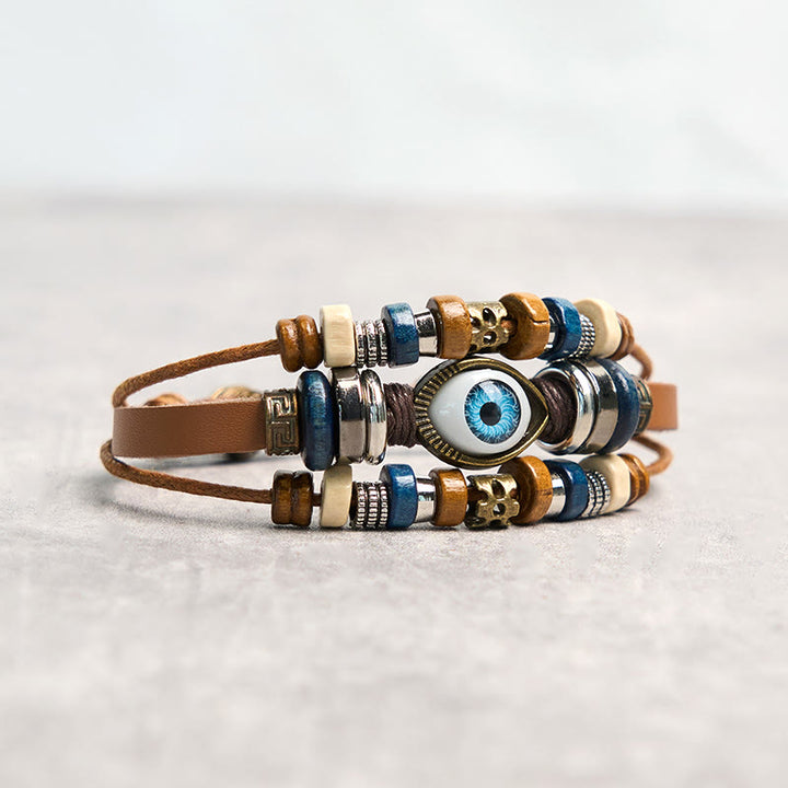 Buddha Stones Tibetan Evil Eye Leather Adjustable Protection Bracelet - image 43