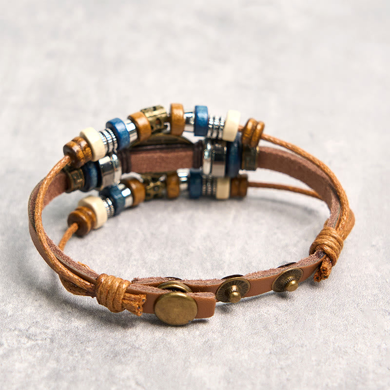 Buddha Stones Tibetan Evil Eye Leather Adjustable Protection Bracelet - image 44