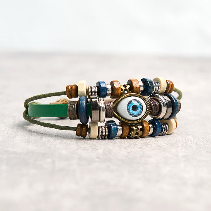 Buddha Stones Tibetan Evil Eye Leather Adjustable Protection Bracelet - image 47