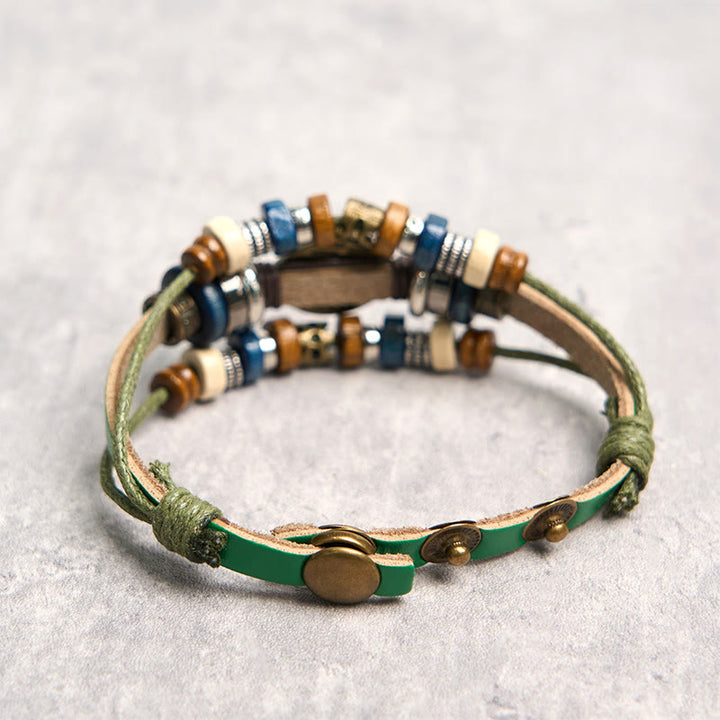 Buddha Stones Tibetan Evil Eye Leather Adjustable Protection Bracelet - image 48