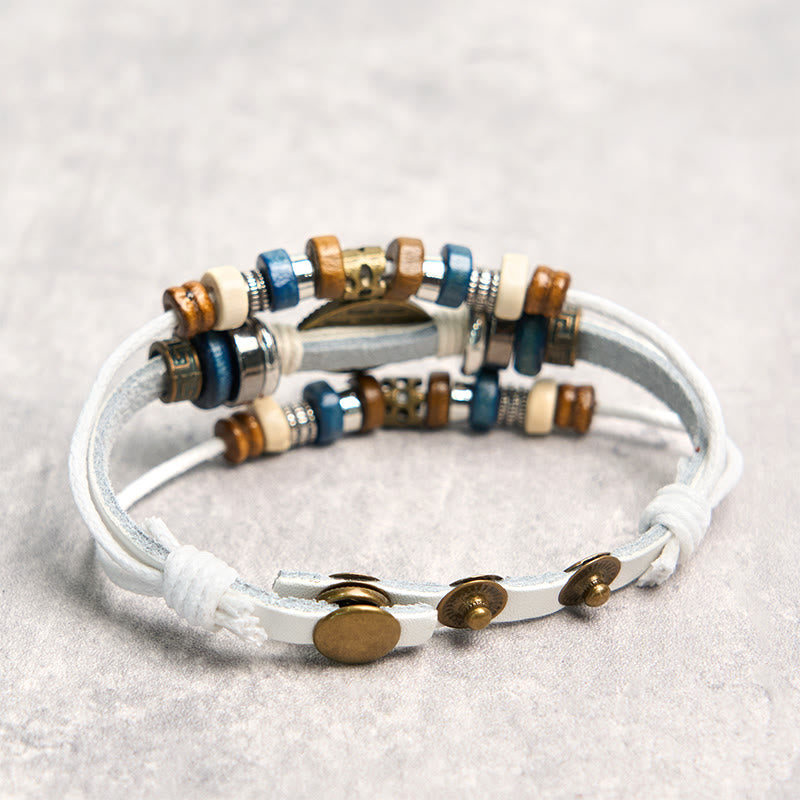 Buddha Stones Tibetan Evil Eye Leather Adjustable Protection Bracelet - image 56