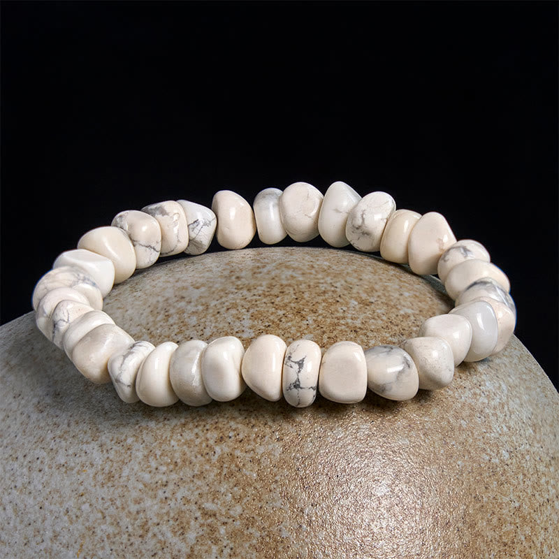 Buddha Stones White Turquoise Irregular Blocks Courage Bracelet - image 1