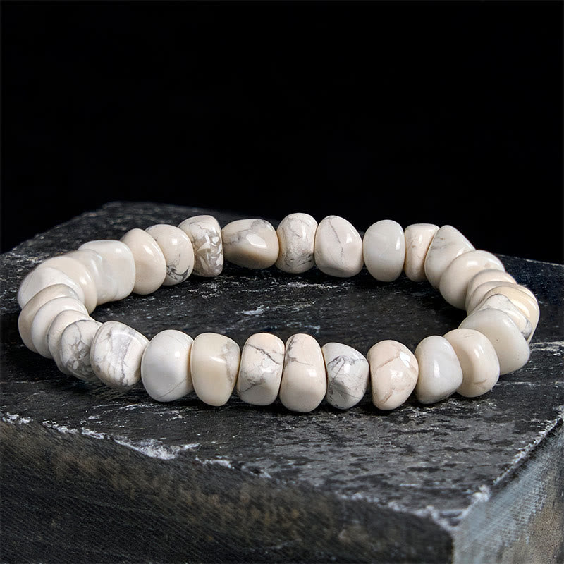 Buddha Stones White Turquoise Irregular Blocks Courage Bracelet - 17-17.5cm - image 0