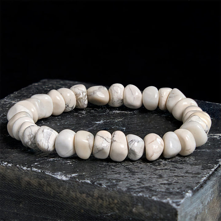 Buddha Stones White Turquoise Irregular Blocks Courage Bracelet - 17-17.5cm - image 0