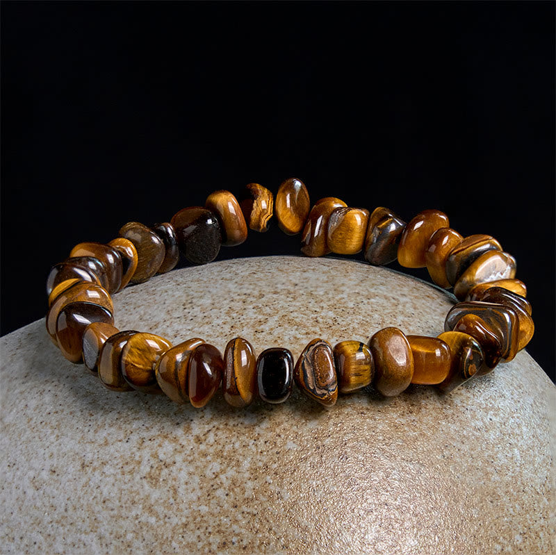 Buddha Stones Tiger Eye Irregular Blocks Courage Bracelet - image 1