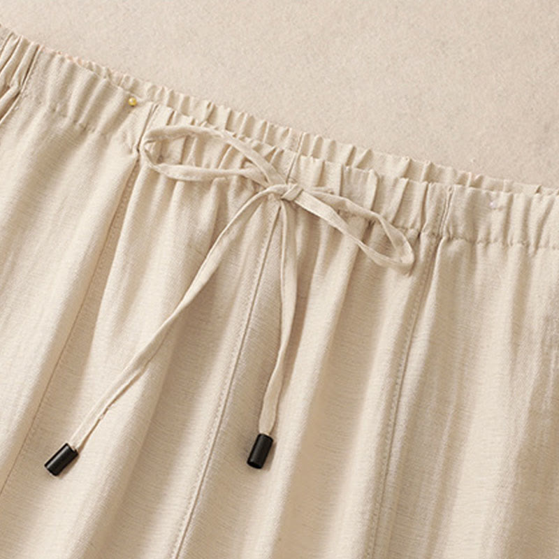 Buddha Stones Summer Drawstring Design Women's Wide Leg Pants With Pockets - image 8