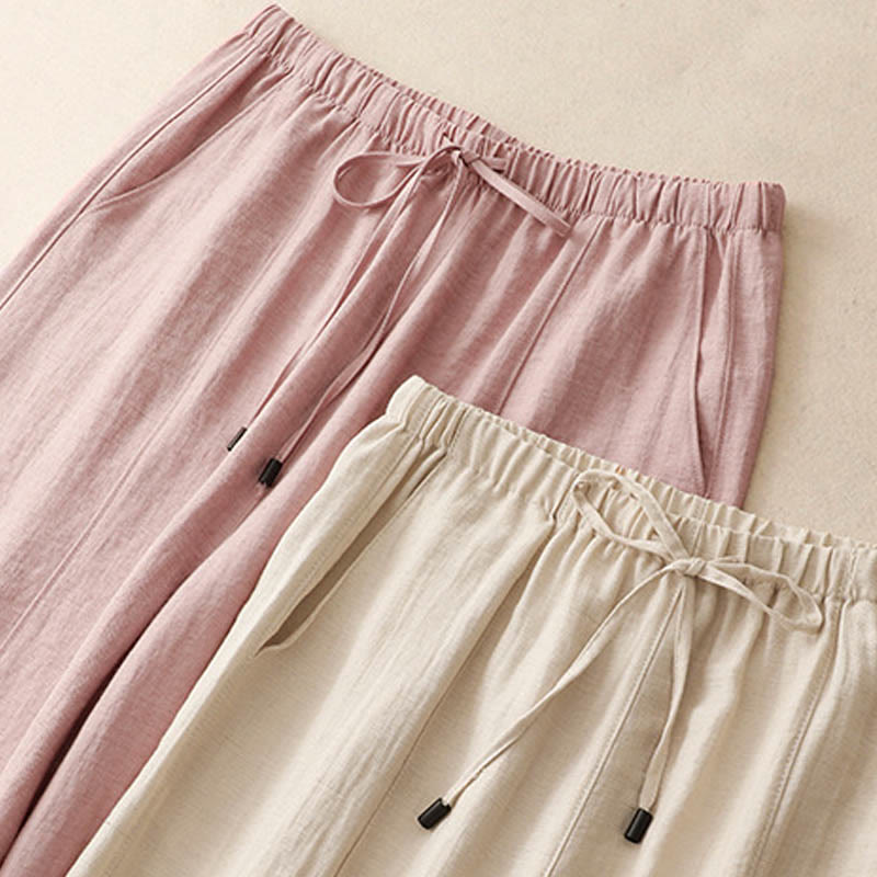 Buddha Stones Summer Drawstring Design Women's Wide Leg Pants With Pockets - image 16