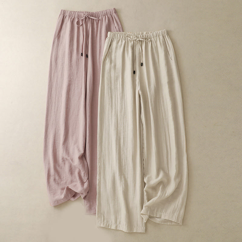 Buddha Stones Summer Drawstring Design Women's Wide Leg Pants With Pockets - image 15