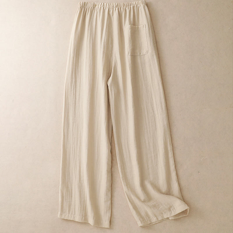 Buddha Stones Summer Drawstring Design Women's Wide Leg Pants With Pockets - image 7