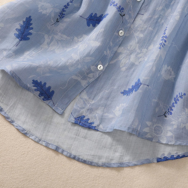 Buddha Stones Small Yellow Flower Leaves Buttons Short Sleeve Women's Shirt - image 15