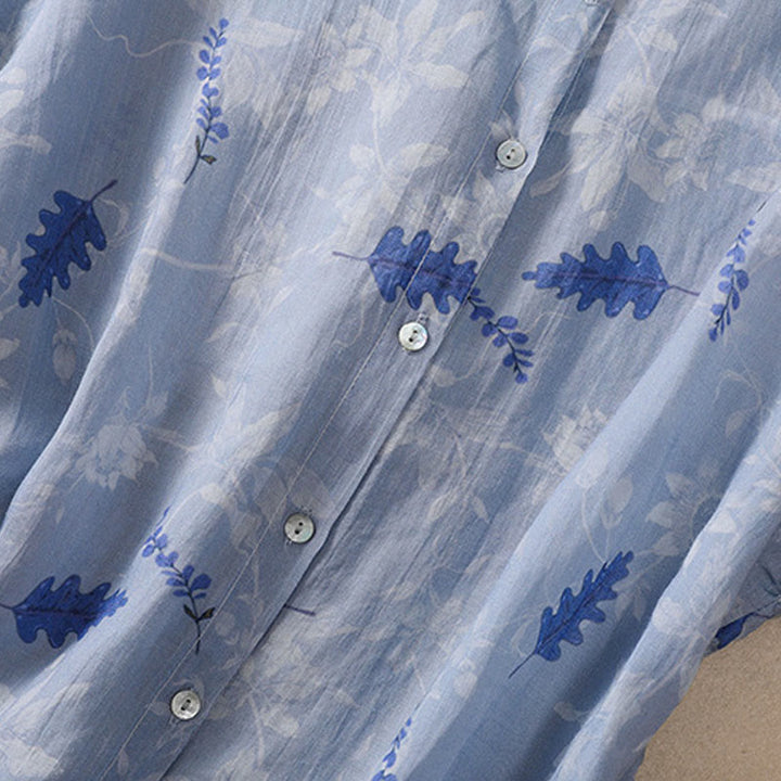 Buddha Stones Small Yellow Flower Leaves Buttons Short Sleeve Women's Shirt - image 14