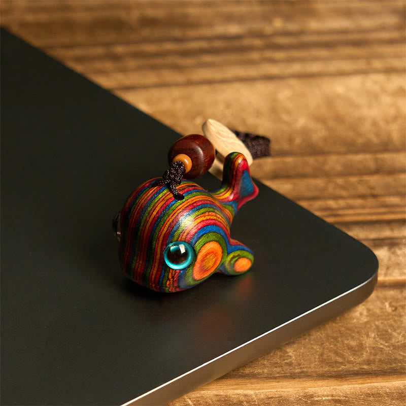 Buddha Stones Rainbow Eucalyptus Dolphin Carved Positive Key Chain Phone Hanging Decoration - image 3