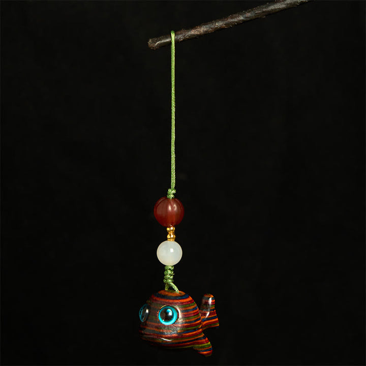 Buddha Stones Rainbow Eucalyptus Dolphin Carved Positive Key Chain Phone Hanging Decoration - image 10