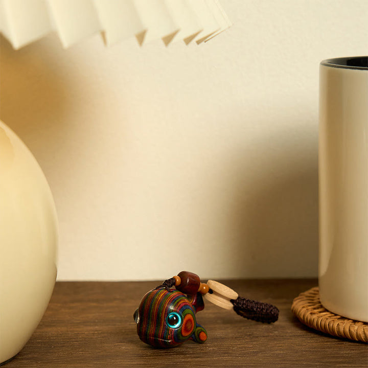 Buddha Stones Rainbow Eucalyptus Dolphin Carved Positive Key Chain Phone Hanging Decoration - image 7