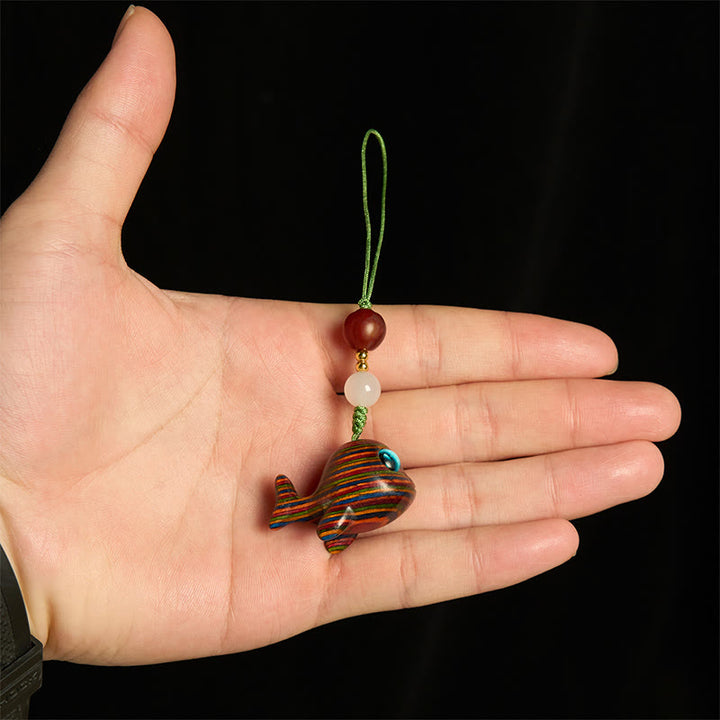 Buddha Stones Rainbow Eucalyptus Dolphin Carved Positive Key Chain Phone Hanging Decoration - image 11