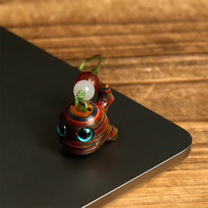 Buddha Stones Rainbow Eucalyptus Dolphin Carved Positive Key Chain Phone Hanging Decoration - image 13