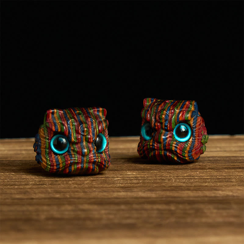 Buddha Stones 2Pcs Mini Rainbow Eucalyptus Dancing Lion Carved Balance Decoration - image 1
