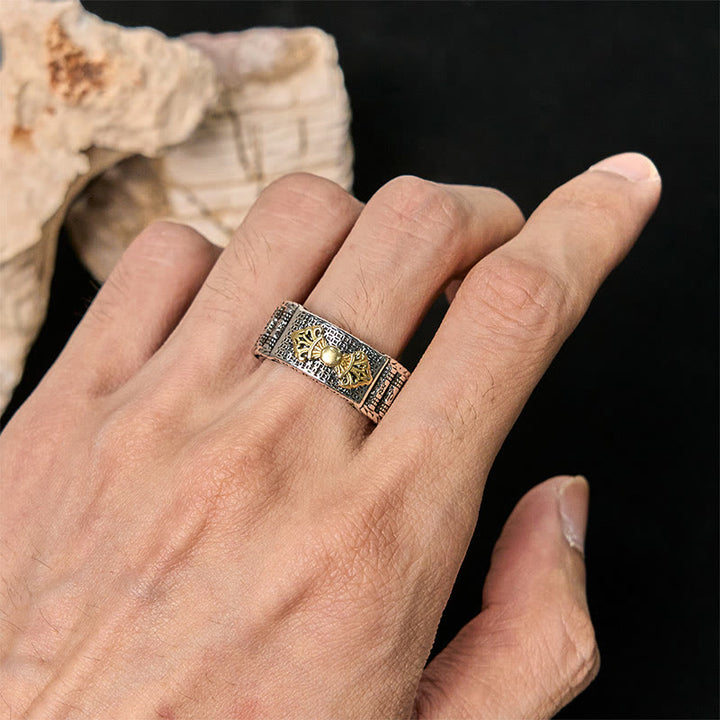 Buddha Stones Vintage Prayer Wheel Om Mani Padme Hum Copper Adjustable Wealth Ring - image 4