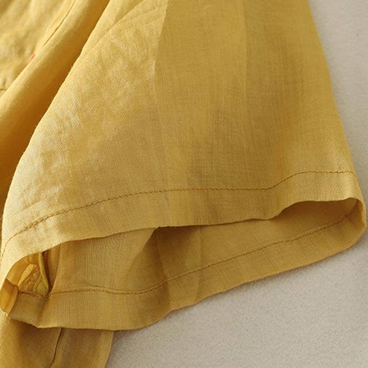 Buddha Stones Casual Embroidery Red Heart Short Sleeve Women's Cotton Linen T-Shirt - image 12