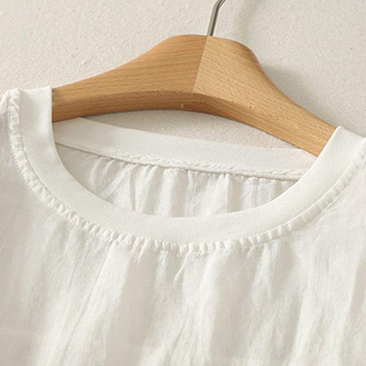 Buddha Stones Casual Embroidery Red Heart Short Sleeve Women's Cotton Linen T-Shirt - image 5