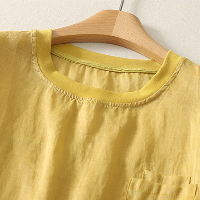 Buddha Stones Casual Embroidery Red Heart Short Sleeve Women's Cotton Linen T-Shirt - image 10