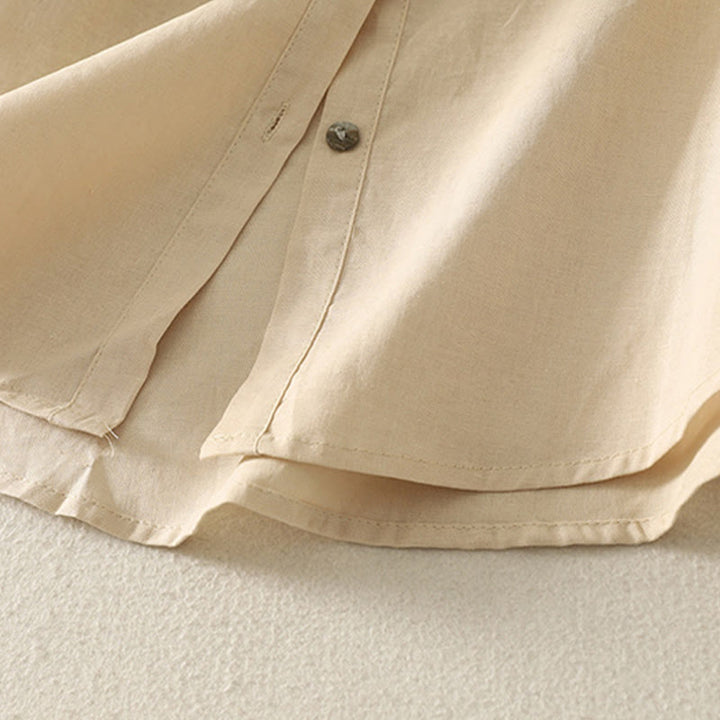 Buddha Stones Daily Printing Lily Pattern Half Puff Sleeve Women's Cotton Linen Shirt - image 15