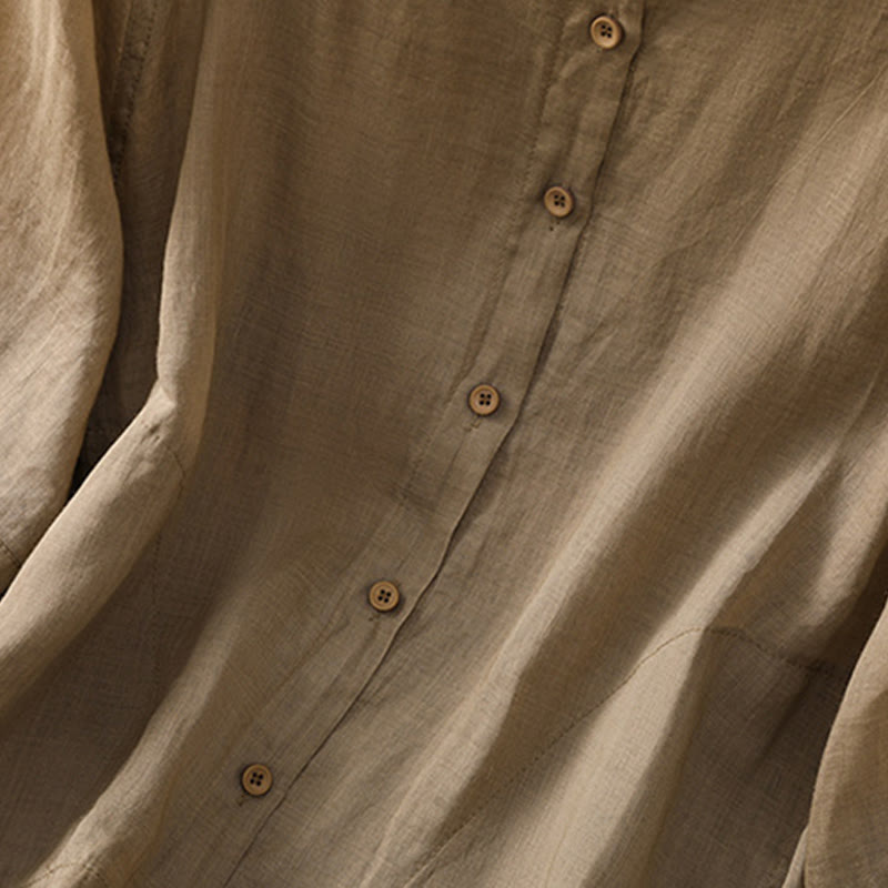 Buddha Stones Daily Three Quarter Sleeve Cotton Linen Women's Shirt With Pockets - image 4