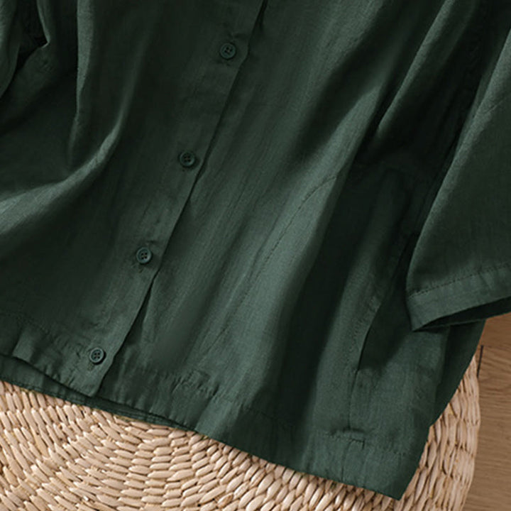 Buddha Stones Daily Three Quarter Sleeve Cotton Linen Women's Shirt With Pockets - image 23