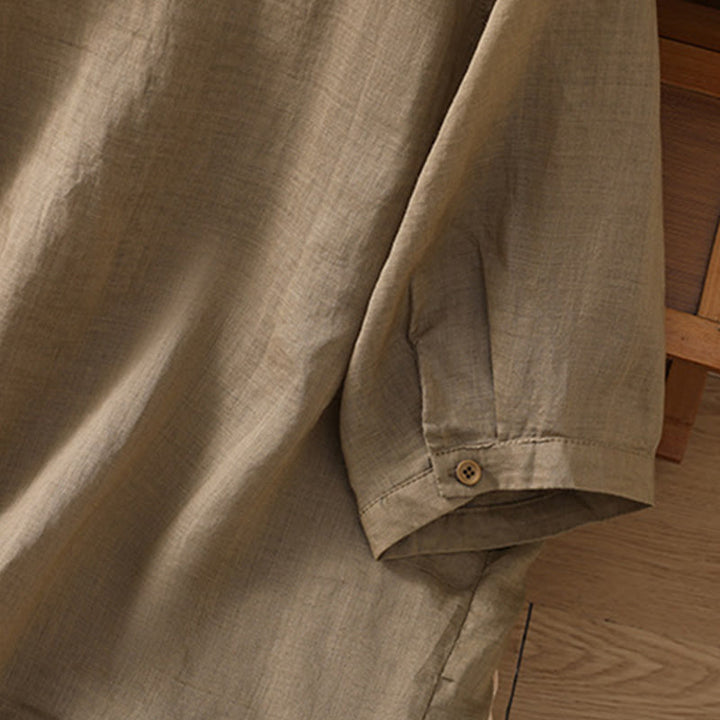 Buddha Stones Daily Three Quarter Sleeve Cotton Linen Women's Shirt With Pockets - image 5