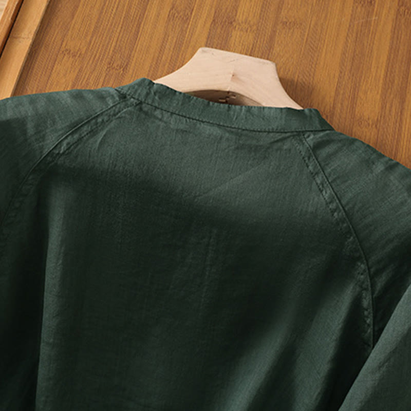Buddha Stones Daily Three Quarter Sleeve Cotton Linen Women's Shirt With Pockets - image 22