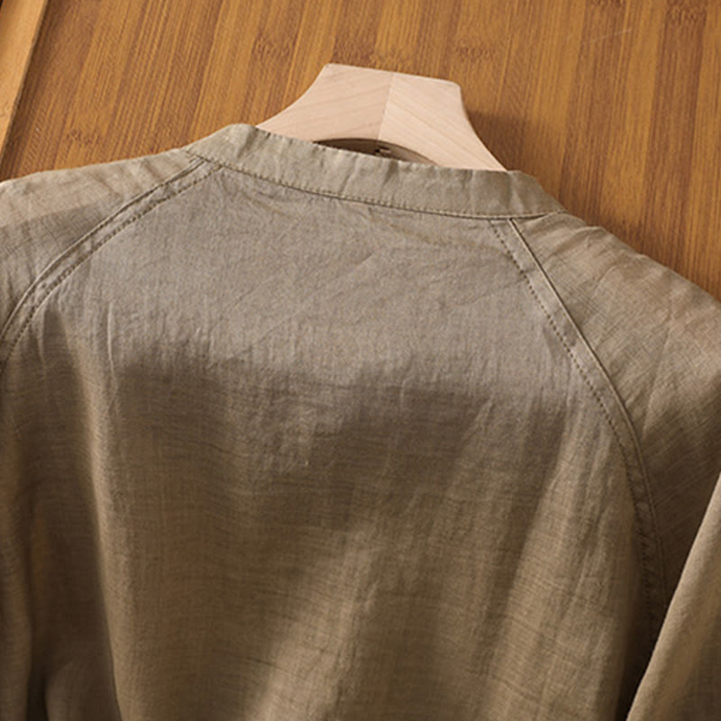 Buddha Stones Daily Three Quarter Sleeve Cotton Linen Women's Shirt With Pockets - image 3