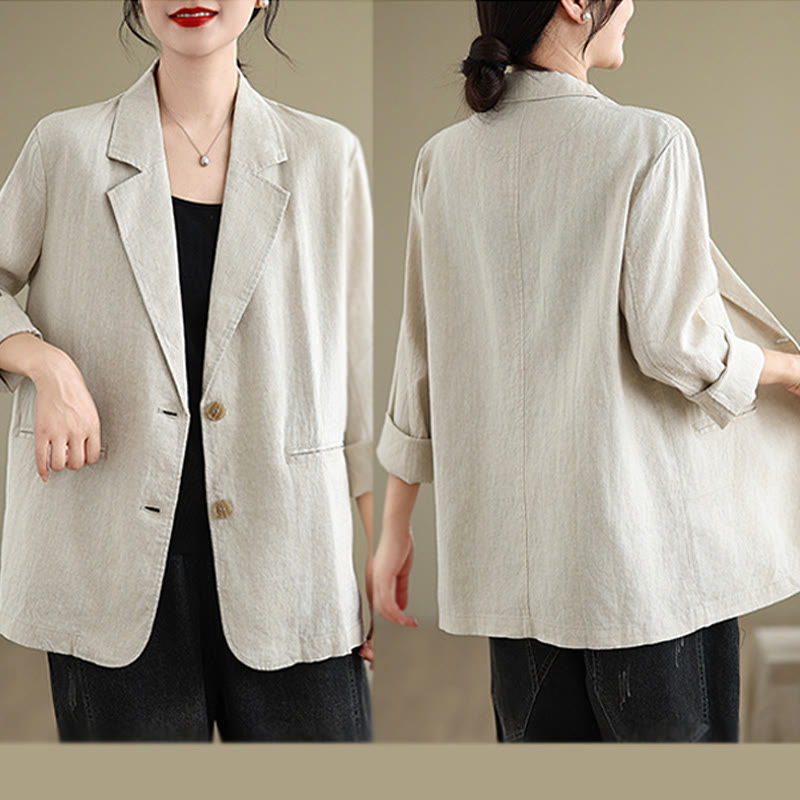 Buddha Stones Spring Solid Color Long Sleeve Women's Jacket With Pockets - image 6