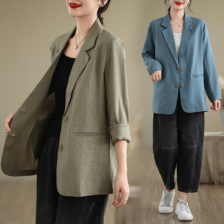Buddha Stones Spring Solid Color Long Sleeve Women's Jacket With Pockets - image 34
