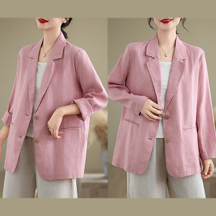 Buddha Stones Spring Solid Color Long Sleeve Women's Jacket With Pockets - image 22
