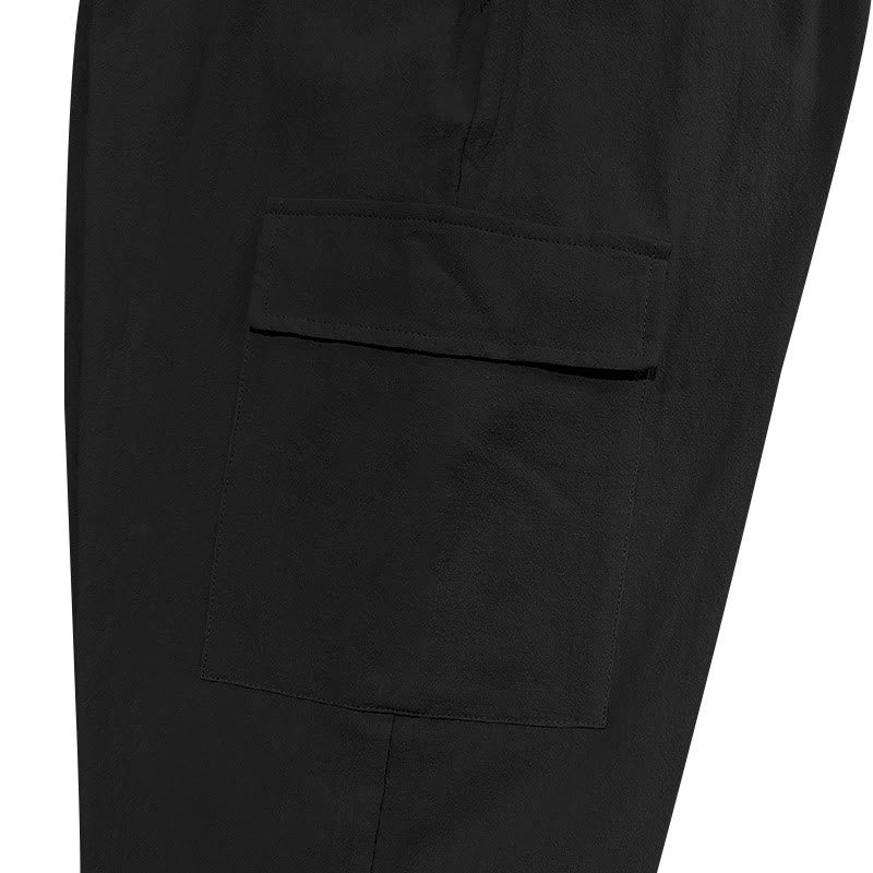 Buddha Stones Solid Color Linen Drawstring Men's Cargo Pants With Pockets - image 4