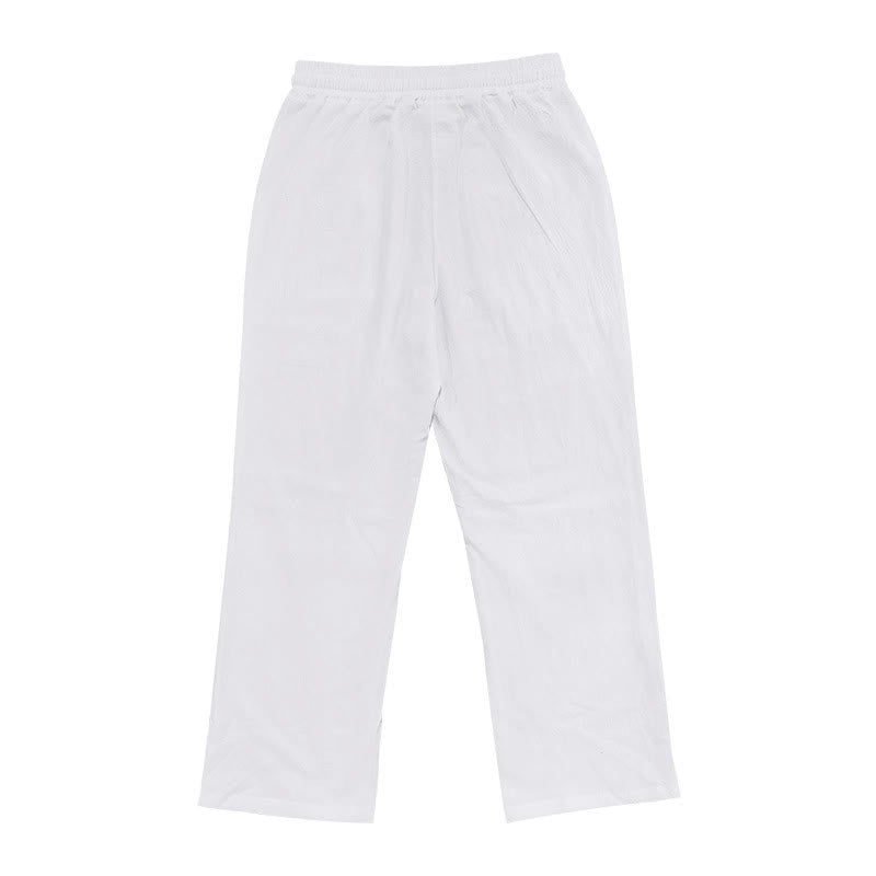 Buddha Stones Casual Plain Color Buttons Men's Cotton Pants With Pockets - image 2