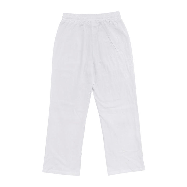 Buddha Stones Casual Plain Color Buttons Men's Cotton Pants With Pockets - image 2
