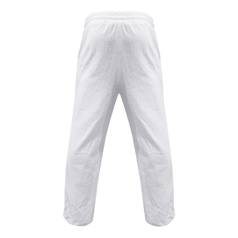 Buddha Stones Casual Plain Color Buttons Men's Cotton Pants With Pockets - image 6