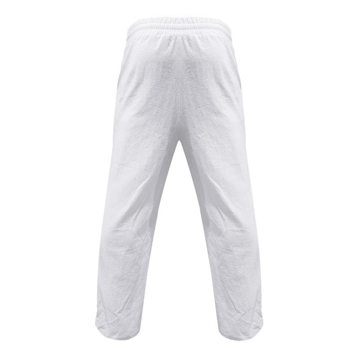 Buddha Stones Casual Plain Color Buttons Men's Cotton Pants With Pockets - image 6