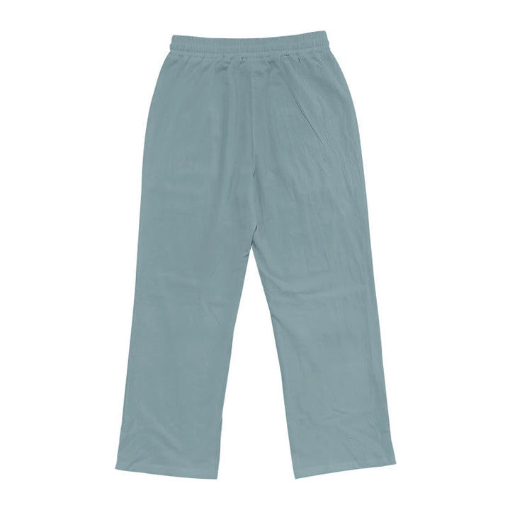 Buddha Stones Casual Plain Color Buttons Men's Cotton Pants With Pockets - image 18
