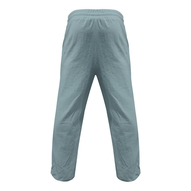 Buddha Stones Casual Plain Color Buttons Men's Cotton Pants With Pockets - image 22
