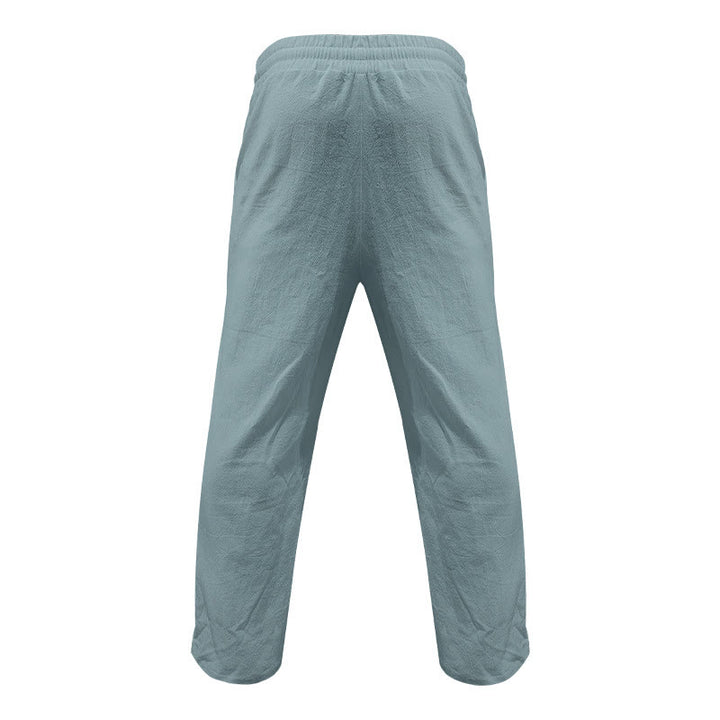 Buddha Stones Casual Plain Color Buttons Men's Cotton Pants With Pockets - image 22