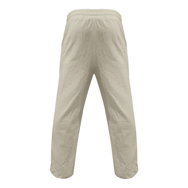 Buddha Stones Casual Plain Color Buttons Men's Cotton Pants With Pockets - image 38