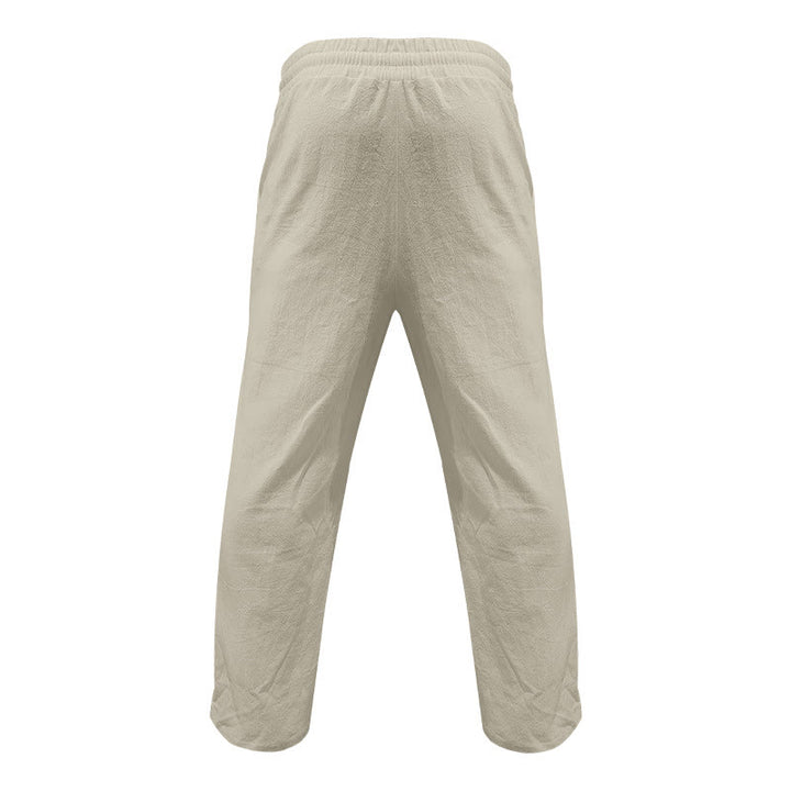 Buddha Stones Casual Plain Color Buttons Men's Cotton Pants With Pockets - image 38