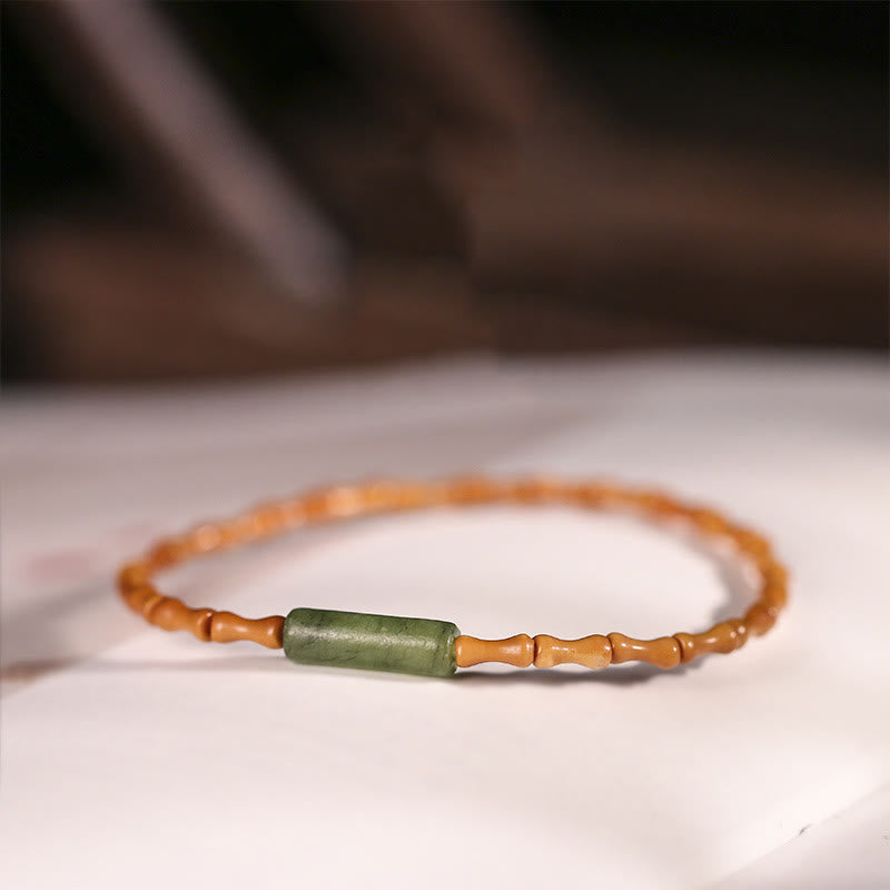Buddha Stones Ultra-fine Olive Pit Peace Bracelet - Olive Pit & Green Stone(Wrist Circumference:14-16cm) - image 11