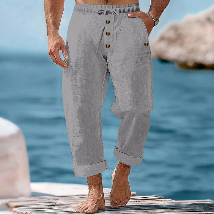 Buddha Stones Solid Color Buttons Drawstring Men's Cotton Pants With Pockets - DarkGray - US/UK/AU46，EU56 (3XL) - image 20