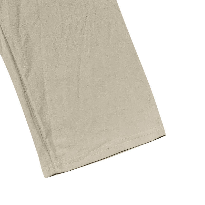 Buddha Stones Solid Color Buttons Drawstring Men's Cotton Pants With Pockets - image 38